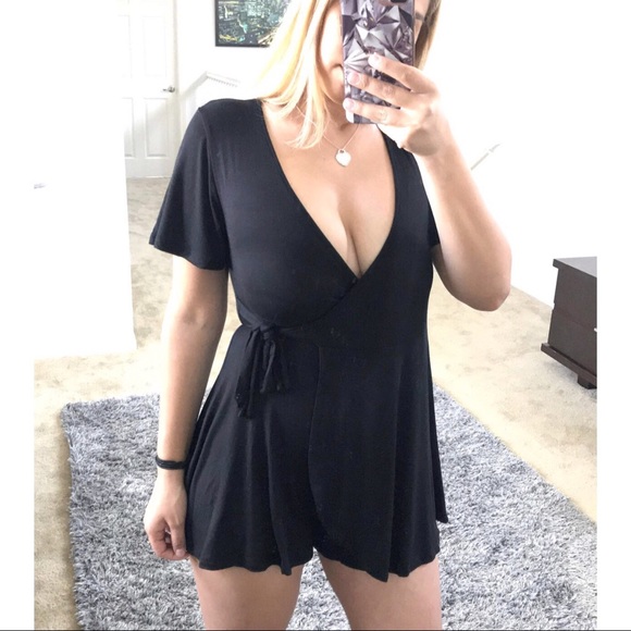 Black Wrap Little Romper - Picture 2 of 3